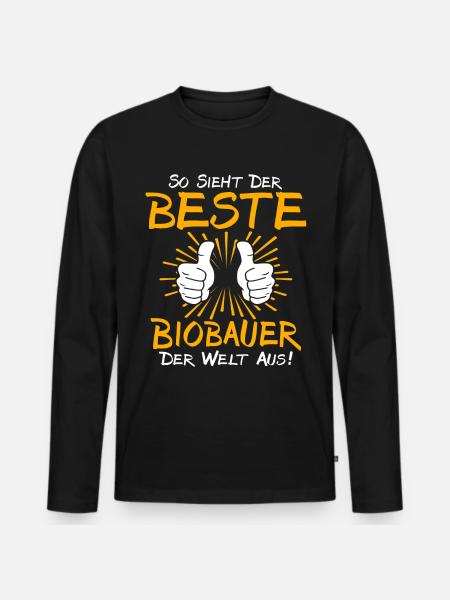 Biobauer Geschenkidee - Männer Premium Bio Langarmshirt - Schwarz