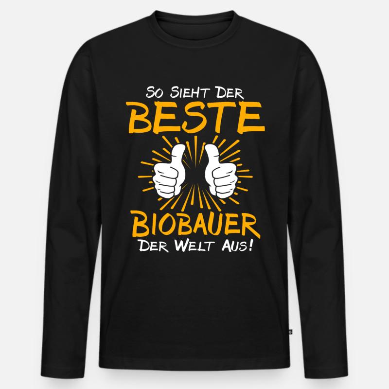 Biobauer Geschenkidee - Männer Premium Bio Langarmshirt - Schwarz