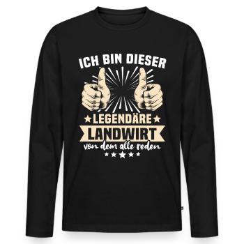 Dictons fermiers - T-shirt manches longues Premium bio Homme - noir - Devant - Nico (187cm)