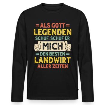 Landwirt - Männer Premium Bio Langarmshirt - Schwarz - Vorne - Nico (187cm)