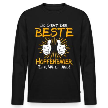 Hopfenbauer Geschenkidee - Männer Premium Bio Langarmshirt - Schwarz - Vorne - Nico (187cm)
