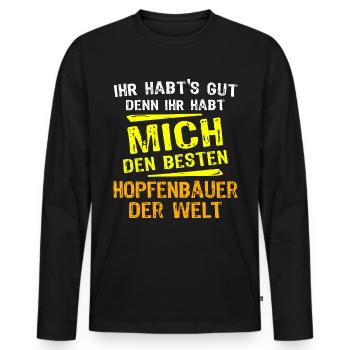 culture du houblonCadeau fermier de houblon - T-shirt manches longues Premium bio Homme - noir - Devant - Nico (187cm)