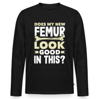 Reconstruction de la jambe Restauration - T-shirt manches longues Premium bio Homme - noir - Devant - Nico (187cm)