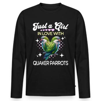 Moine Perruche Fille Quaker Perroquet - T-shirt manches longues Premium bio Homme - noir - Devant - Nico (187cm)
