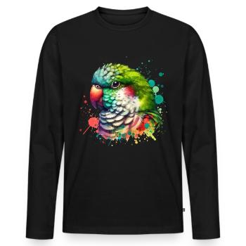 Motif Perruche Moine - T-shirt manches longues Premium bio Homme - noir - Devant - Nico (187cm)