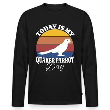 Perruche moine Perroquet Quaker - T-shirt manches longues Premium bio Homme - noir - Devant - Nico (187cm)