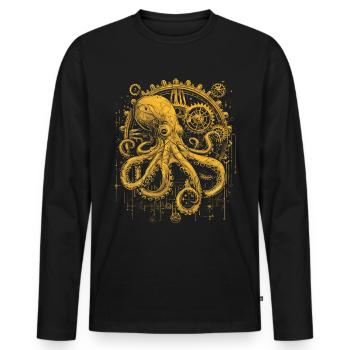 Steam Punk Art Funky Steampunk - Men's Premium Organic Long Sleeve Shirt - black - Front - Nico (187cm)