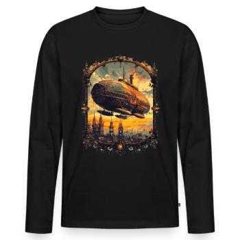 Steam Punk Art Funky Steampunk - Men's Premium Organic Long Sleeve Shirt - black - Front - Nico (187cm)