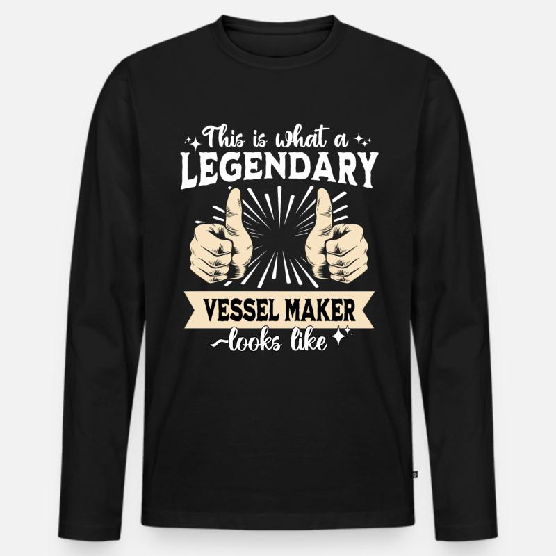 Legendärer Schiffbauer - Männer Premium Bio Langarmshirt - Schwarz