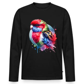 Rosella motif - Men's Premium Organic Long Sleeve Shirt - black - Front - Nico (187cm)