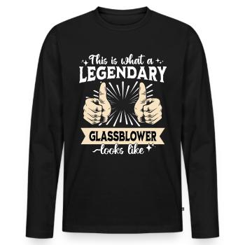 Souffleur de verre légendaire - T-shirt manches longues Premium bio Homme - noir - Devant - Nico (187cm)
