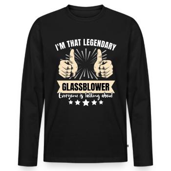 Souffleur de verre légendaire - T-shirt manches longues Premium bio Homme - noir - Devant - Nico (187cm)