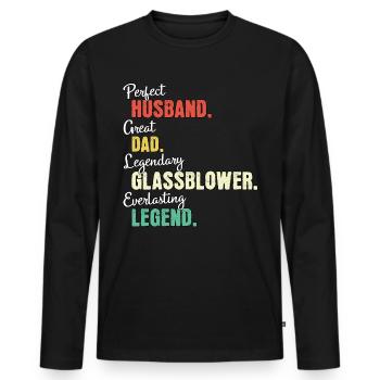 Souffleur de verre papa - T-shirt manches longues Premium bio Homme - noir - Devant - Nico (187cm)