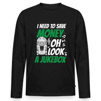 Karaoke Master Juke Box de musique rétro - T-shirt manches longues Premium bio Homme - noir - Devant - Nico (187cm)