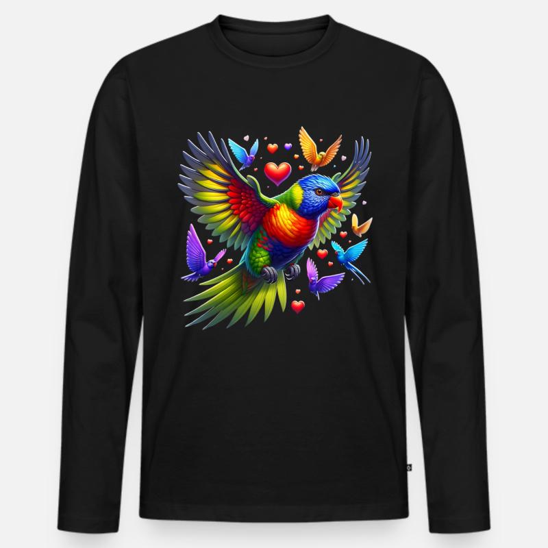Regenbogenlori - Männer Premium Bio Langarmshirt - Schwarz