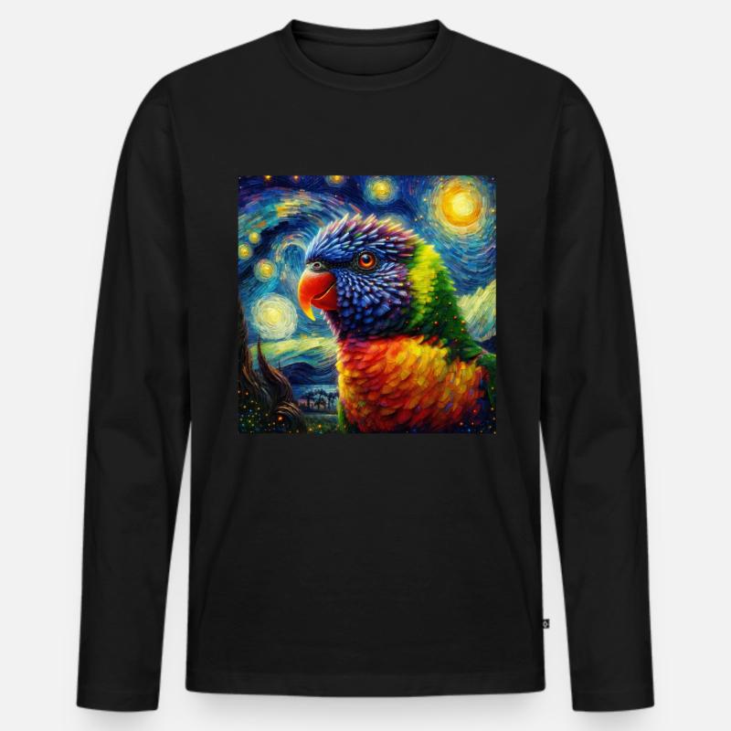 Regenbogenlori Starry Night - Männer Premium Bio Langarmshirt - Schwarz