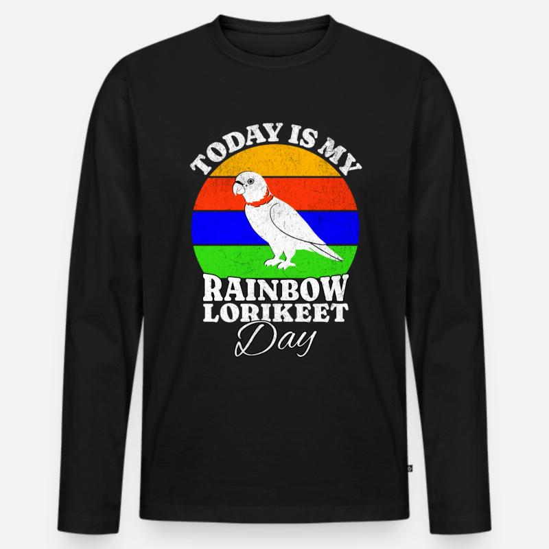 Regenbogenlori Rainbow Lorikeet - Männer Premium Bio Langarmshirt - Schwarz