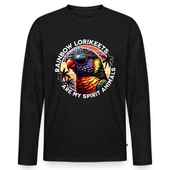 Funny rainbow lorikeet sayings - Men's Premium Organic Long Sleeve Shirt - black - Front - Nico (187cm)
