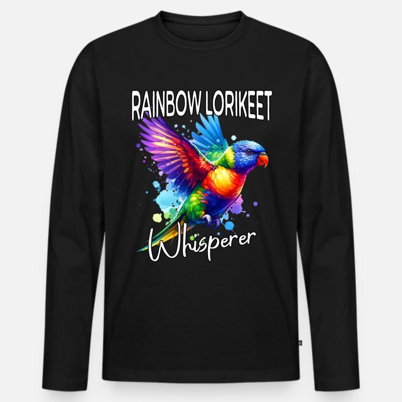 Regenbogenlori Flüsterer - Männer Premium Bio Langarmshirt - Schwarz