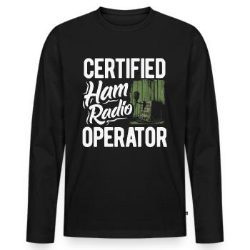 Proud amateur radio operator - Men's Premium Organic Long Sleeve Shirt - black - Front - Nico (187cm)
