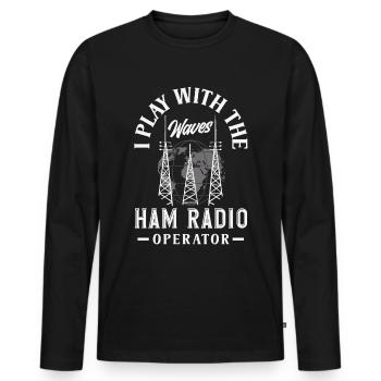 Proud amateur radio operator - Men's Premium Organic Long Sleeve Shirt - black - Front - Nico (187cm)