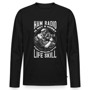 Proud amateur radio operator - Men's Premium Organic Long Sleeve Shirt - black - Front - Nico (187cm)