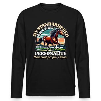 Traber Sprüche Standardbred - Männer Premium Bio Langarmshirt - Schwarz - Vorne - Nico (187cm)