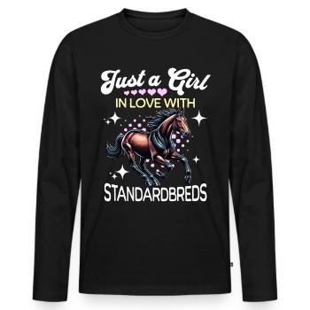 Traber Mädchen Standardbred - Männer Premium Bio Langarmshirt - Schwarz - Vorne - Nico (187cm)