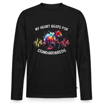 Traber Herzlinie Pferd - Männer Premium Bio Langarmshirt - Schwarz - Vorne - Nico (187cm)