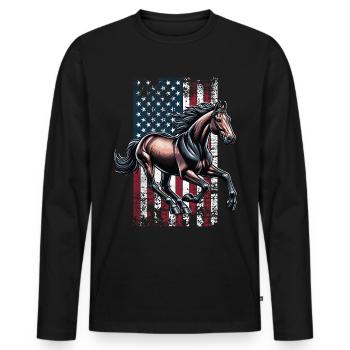 Standardbred US Traber - Männer Premium Bio Langarmshirt - Schwarz - Vorne - Nico (187cm)