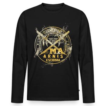 Arnis Eskrima Kali Fma - Men's Premium Organic Long Sleeve Shirt - black - Front - Nico (187cm)