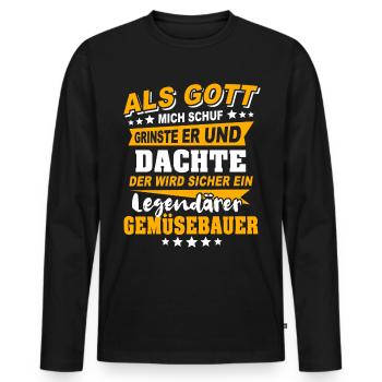 Dictons des maraîchers - T-shirt manches longues Premium bio Homme - noir - Devant - Nico (187cm)