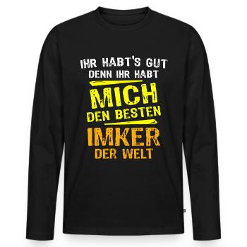 Beekeeper Gift - Men's Premium Organic Long Sleeve Shirt - black - Front - Nico (187cm)