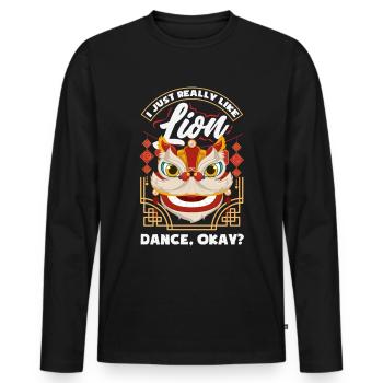 Nouvel An chinois Lune Lion Danse - T-shirt manches longues Premium bio Homme - noir - Devant - Nico (187cm)