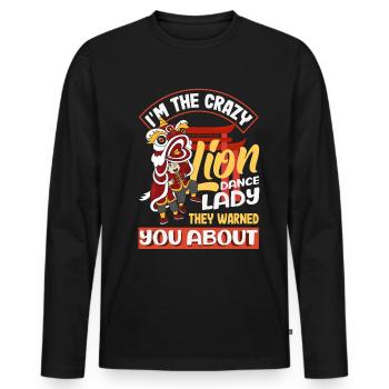 Nouvel An chinois Lune Lion Danse - T-shirt manches longues Premium bio Homme - noir - Devant - Nico (187cm)