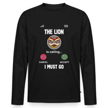 Nouvel An chinois Lune Lion Danse - T-shirt manches longues Premium bio Homme - noir - Devant - Nico (187cm)