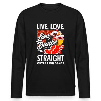 Nouvel An chinois Lune Lion Danse - T-shirt manches longues Premium bio Homme - noir - Devant - Nico (187cm)
