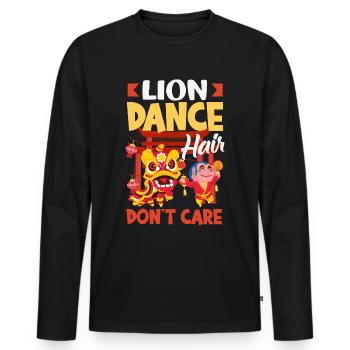 Nouvel An chinois Lune Lion Danse - T-shirt manches longues Premium bio Homme - noir - Devant - Nico (187cm)