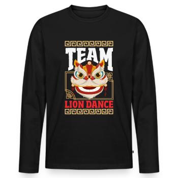 Nouvel An chinois Lune Lion Danse - T-shirt manches longues Premium bio Homme - noir - Devant - Nico (187cm)