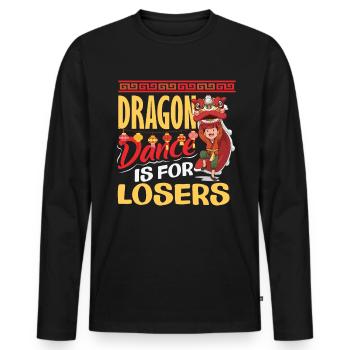Nouvel An chinois Lune Lion Danse - T-shirt manches longues Premium bio Homme - noir - Devant - Nico (187cm)