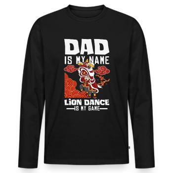 Nouvel An chinois Lune Lion Danse - T-shirt manches longues Premium bio Homme - noir - Devant - Nico (187cm)