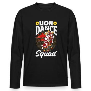 Nouvel An chinois Lune Lion Danse - T-shirt manches longues Premium bio Homme - noir - Devant - Nico (187cm)