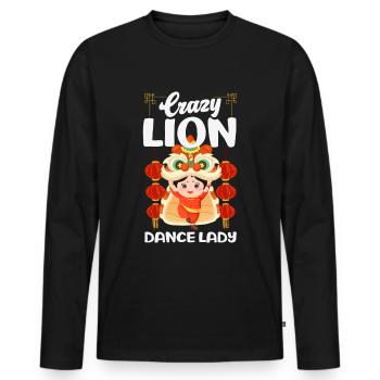 Nouvel An chinois Lune Lion Danse - T-shirt manches longues Premium bio Homme - noir - Devant - Nico (187cm)