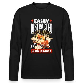 Nouvel An chinois Lune Lion Danse - T-shirt manches longues Premium bio Homme - noir - Devant - Nico (187cm)