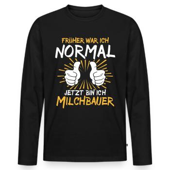 Producteur laitier Spruch - T-shirt manches longues Premium bio Homme - noir - Devant - Nico (187cm)