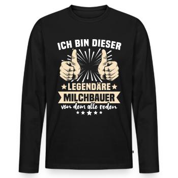 Dictons de producteurs laitiers - T-shirt manches longues Premium bio Homme - noir - Devant - Nico (187cm)