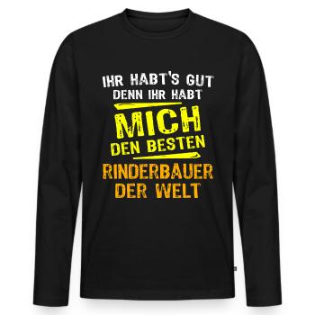 Cadeau d’éleveur de bovins - T-shirt manches longues Premium bio Homme - noir - Devant - Nico (187cm)
