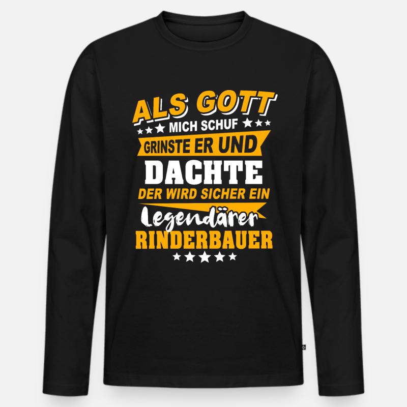 Rinderbauer Sprüche - Männer Premium Bio Langarmshirt - Schwarz