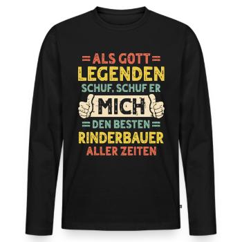 Éleveur de bovins - T-shirt manches longues Premium bio Homme - noir - Devant - Nico (187cm)