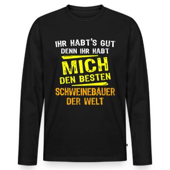 Pig farmer gift - Men's Premium Organic Long Sleeve Shirt - black - Front - Nico (187cm)